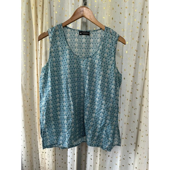 Vishnu Khan Market Women's Semi Sheer Medallion Peacock Like Pattern Tank Top M - Picture 2 of 5